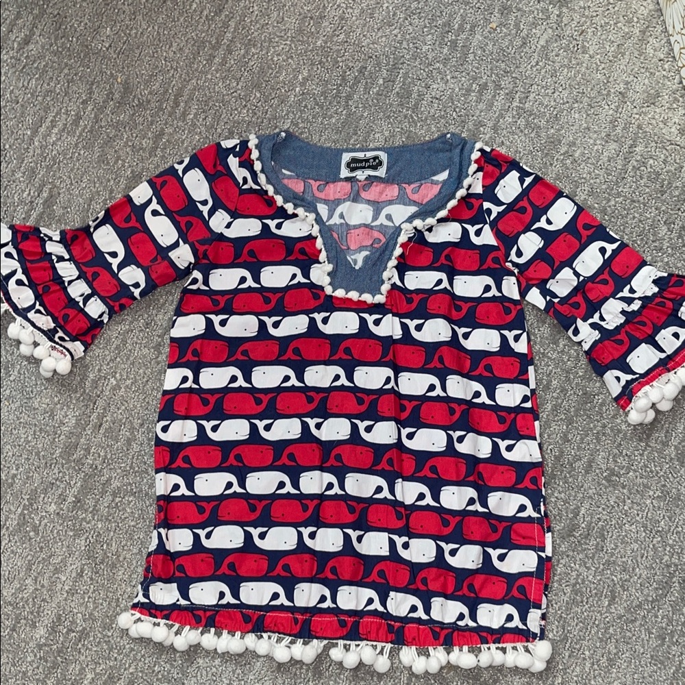 Mud Pie Red and White Whale Print dress - Picture 2 of 5